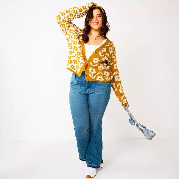 SO Floral 70s Retro Cardigan Sweater | Size M | Perfect for Fall - Picture 1 of 10